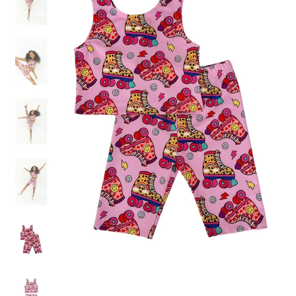 Lola + The Boys Pink Roller Skate Matching Set